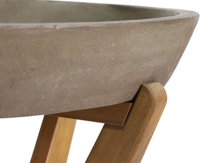 Yukon - Contemporary Side Table With Lightweight Concrete Top And Acacia Wood Frame - Gray