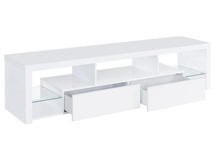 Lance - 2 Drawer TV Stand With Shelves - Gloss White