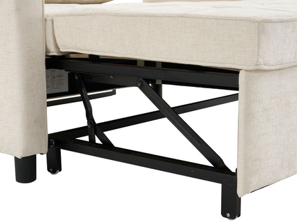Pull-Out Sleeper Sofa With Reversible Backrest Cushion, Side Pockets, 2 USB Ports And A Phone Holder For Living Room