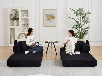 Convertible Sleeper Sofa Bed With Cylindrical Pillow