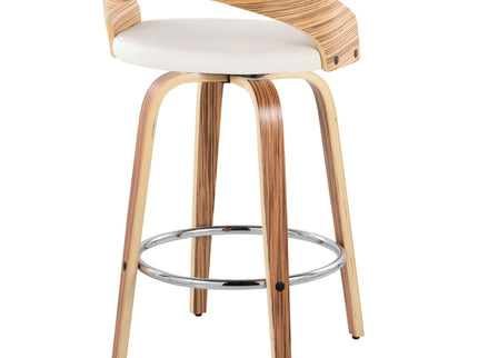 Grotto - Mid Century Modern Fixed Height Counter Stool With Swivel With Round Footrest (Set of 2)