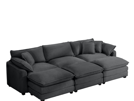 Modular Oversized Cushion Sofa With Ottoman, Low Back, Deep Seating Sofa Set