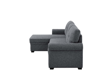 Upholstered Sleeper Sofa With Reversible Storage Chaise - Dark Gray