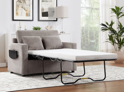 Sleeper Sofa With Foldable Mattress, USB Ports, Side Table & Storage Pocket