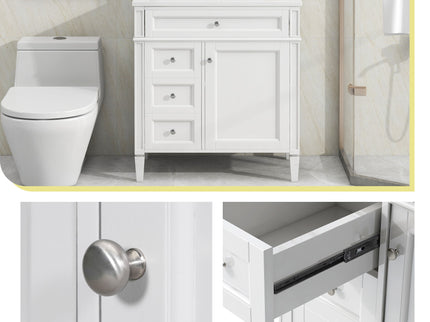 Bathroom Vanity With Top Sink, Modern Bathroom Storage Cabinet With 2 Drawers And A Tip-Out Drawer