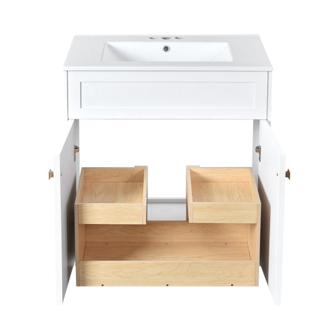 Bathroom Vanity With Sink, Freestanding Storage Cabinet With Handles, Soft Closing Doors