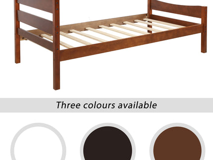 Twin Size Platform Bed With Headboard And Wooden Slat Support