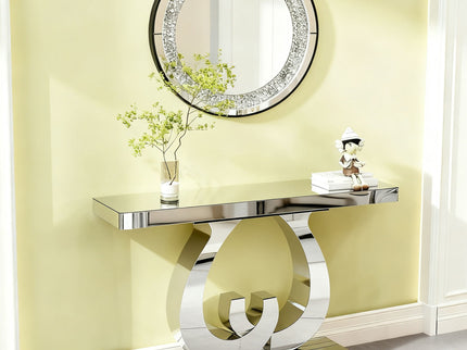 Double C - Base Rectangular Sofa Table For Living Room - Silver