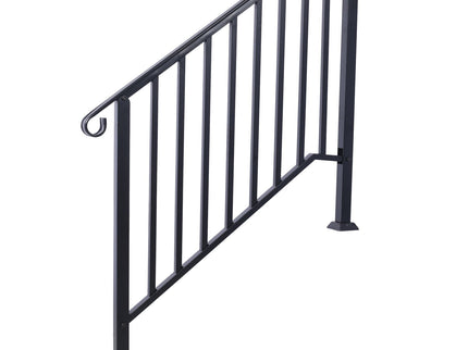 Handrails For Outdoor Steps, Fit 2 Or 3 Steps Outdoor Stair Railing, Wrought Iron Handrail, Flexible Porch Railing, Transitional Handrails For Concrete Steps Or Wooden Stairs