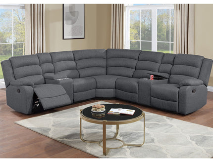 Manual Motion Reclining Loveseat 3 Piece Sectional Set With Console Storage And Cup Holders
