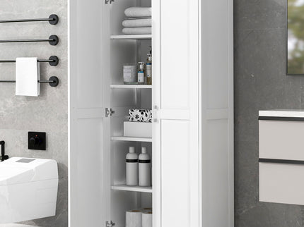 Storage Cabinet With Adjustable Shelves, 2 Doors, Rectangle Design For Bathroom