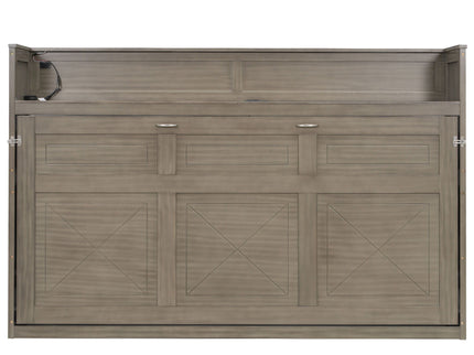 Murphy Bed With Desk, LED Light And USB Charging Station