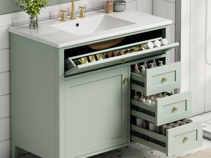 Bathroom Vanity With Sink, Cabinet With 3 Drawers And Adjustable Shelf