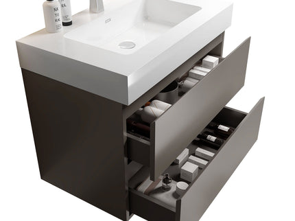 Alice - Bathroom Vanity With Sink, Large Storage Wall Mounted Floating Bathroom Vanity For Modern Bathroom, One-Piece Sink Basin Without Drain And Faucet