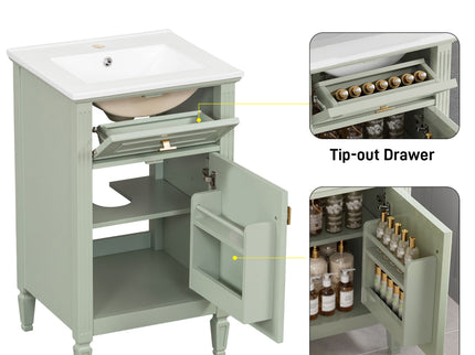 Bathroom Vanity With Sink, Adjustable Shelf, Tilt-Out Drawer