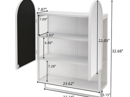 Double Arched Mirror Wall Cabinet With 2 Doors, Featuring Adjustable Shelves And Towel Rack