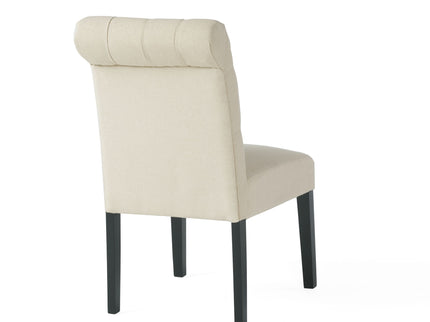 Dining Rolltop Chairs (Set of 2), Upholstered Armless Chair With Wood Leg - Ivory