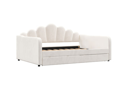 Shell Shaped Upholstered Daybed Frame With Slats