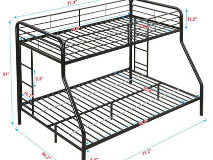 Modern Twin Over Full Metal Bunk Bed With Trundle And Dual Side Ladder And Metal Design - Black / Brown