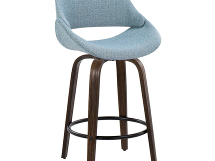 Fabrico - Mid Century Modern Fixed Height Counter Stool & Round Footrest (Set of 2)