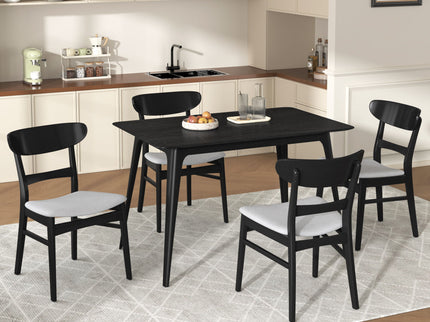 5 Piece Dining Set With 1 Table And 4 Upholstered Chairs - Black / Light Gray