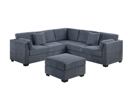 Contemporary L - Sectional Sofa Set With Ottoman And Pillows