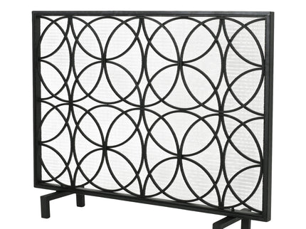 Thayer - Single Panel Iron Fireplace Screen With Geometric Design