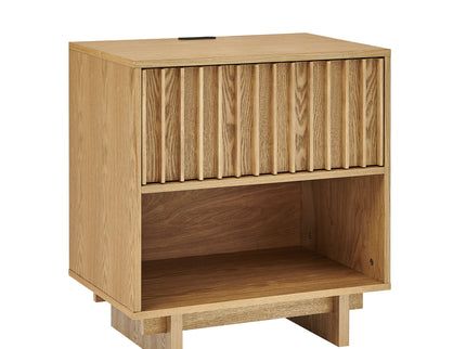 Nightstand With Hidden Charging Station USB Ports & Outlet Hole