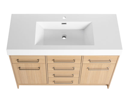 Freestanding Bathroom Vanity With Resin Sink, Soft-Closing Doors And Drawers