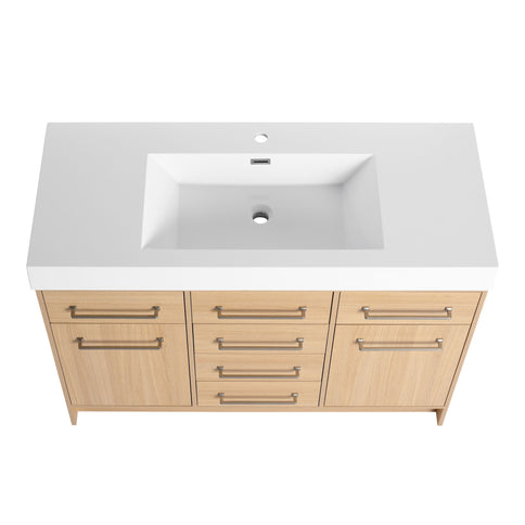 Freestanding Bathroom Vanity With Resin Sink, Soft-Closing Doors And Drawers