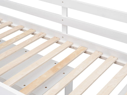 Loft Bed With Retractable Writing Desk And 4 Drawers, With Lateral Portable Desk And Shelves
