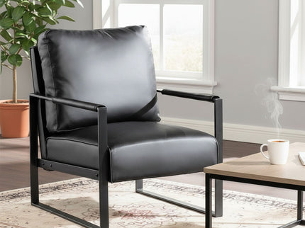 Classic Mid Century Modern Accent Chair With Durable Square Metal Frame, Armchair