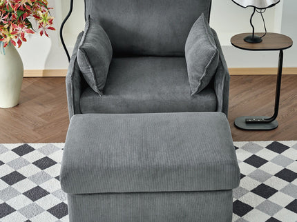 Comfy Oversized Chaise Lounge Chair With Ottoman And Storage