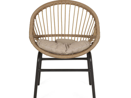 Outdoor Accent Chair With Curved Back And Basket Frame, (Set of 2) - Light Brown / Beige
