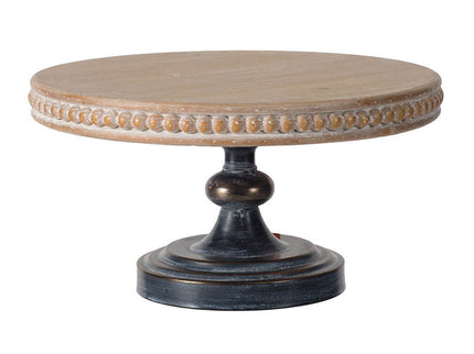 Wooden Display Stand With Beaded Trim - Black Brown