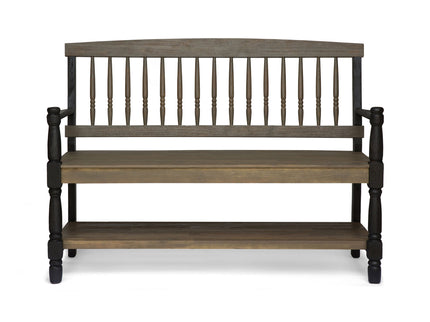 Slatted Bench With Built In Shelf