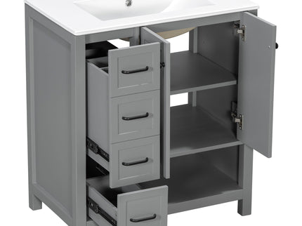 Bathroom Vanity With Sink Top, Bathroom Vanity Cabinet With 2 Doors And 2 Drawers, Open Shelf