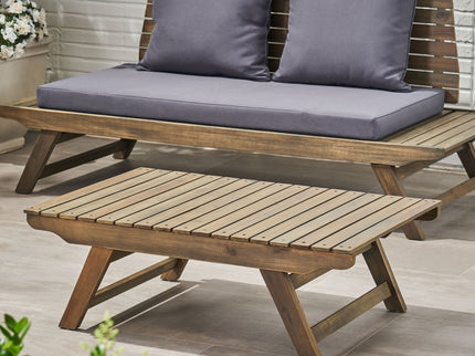 Outdoor Acacia Wood Coffee Table With Open Slat Design