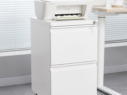 2 Drawer File Cabinet With Lock, Metal Under Desk Rolling Filing Cabinet Fits Letter / Legal / A4 Size For Home Office, Mobile Filing Cabinet