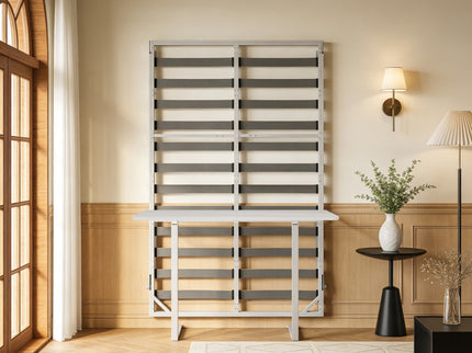 Queen Size Cabinet Wall Bed Mechanism With Desk Panel - Gray