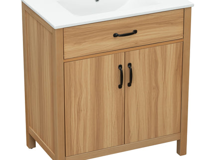 Bathroom Vanity With Flip Drawer, 2 Soft Close Doors, Adjustable Shelf And Ceramic Sink
