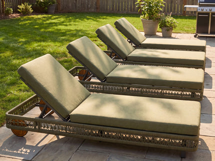 Outdoor Chaise Lounge & Wheels, 5 Position Adjustable Backrest