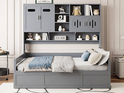 Daybed With All-In-One Cabinet And Shelf