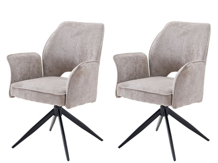 Dining Chair With Soft Cushion And 360° Rotation, Comfortable Armrest For Kitchen (Set of 2) - Gray