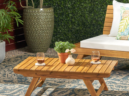 Outdoor Acacia Wood Coffee Table With Open Slat Design
