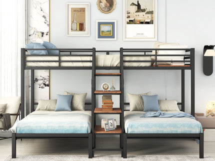 Metal Bunk Bed With Storage Shelves Staircase