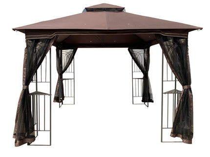 Patio Gazebo Tent With Ventilated Double Roof And Mosquito Net