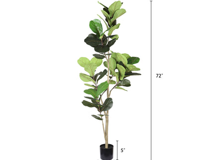 6Ft Real Touch Fake Fiddle Leaf Fig Tree In Pot, Indoor Decor For Home - Green Leaves