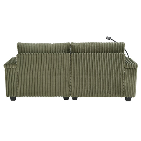 Modern Chaise Sofa With Adjustable Backrest, Cup Holders, Phone Holder & Storage Compartments For Living Room