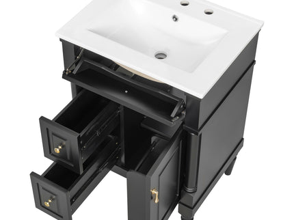 Freestanding Bathroom Vanity With Sink, Adjustable Shelf & Flip Drawer